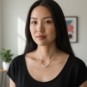 Vintage Rhinestone & Faux Pearl Silver Tone Statement Necklace